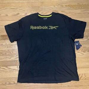 NWT- Reebok Vector Outline Logo Black /Neon Yellow Graphic Men’s T-Shirt -Sz XXL